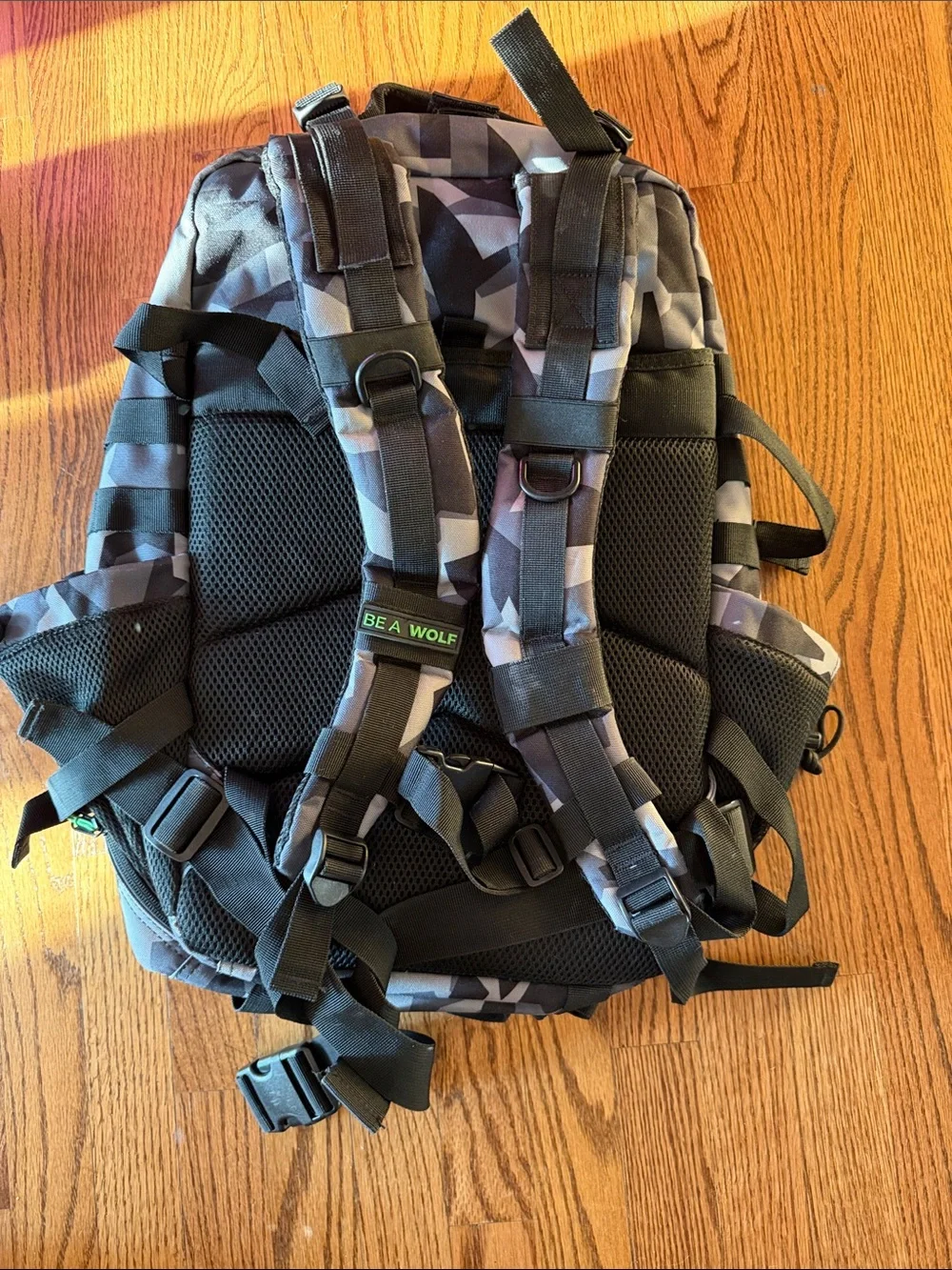 WOLFpak Gray Camouflage Backpack with Green Accents